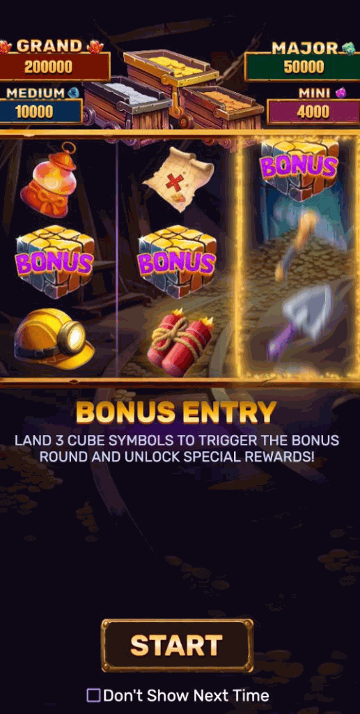 Bonus-round activation screen on a phone with three Bonus symbols
