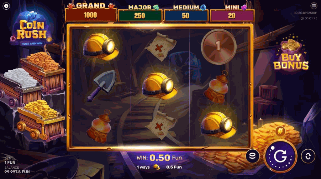 Reels with dropped coins and a highlighted winning line