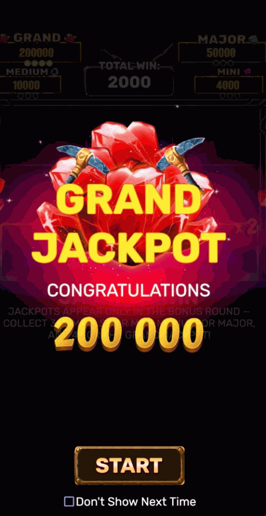 Grand jackpot win screen showing a large prize total